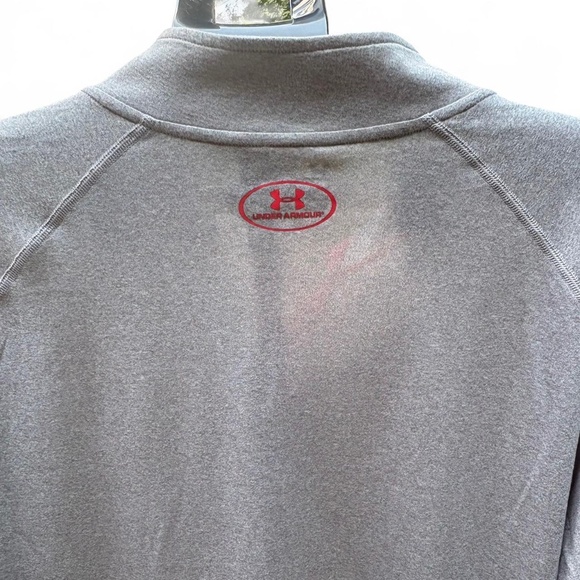 Under Armour Mens Gray & Red Loose Heatgear Long Sleeve Pullover Shirt, Size 2XL - Picture 6 of 6